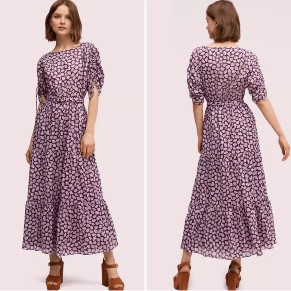 Purple Midi Sundress with Dolman Sleeves for Wedding Guest - Picture 5 of 8